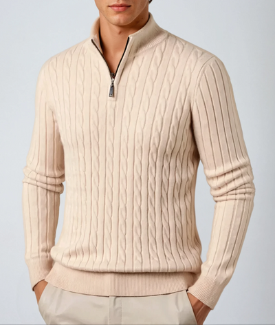 Cable Knit Zip Sweater