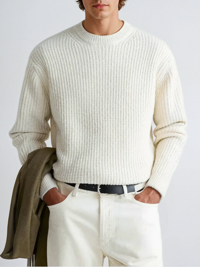 Ribbed Sweater with O-Neck - Sophie New York