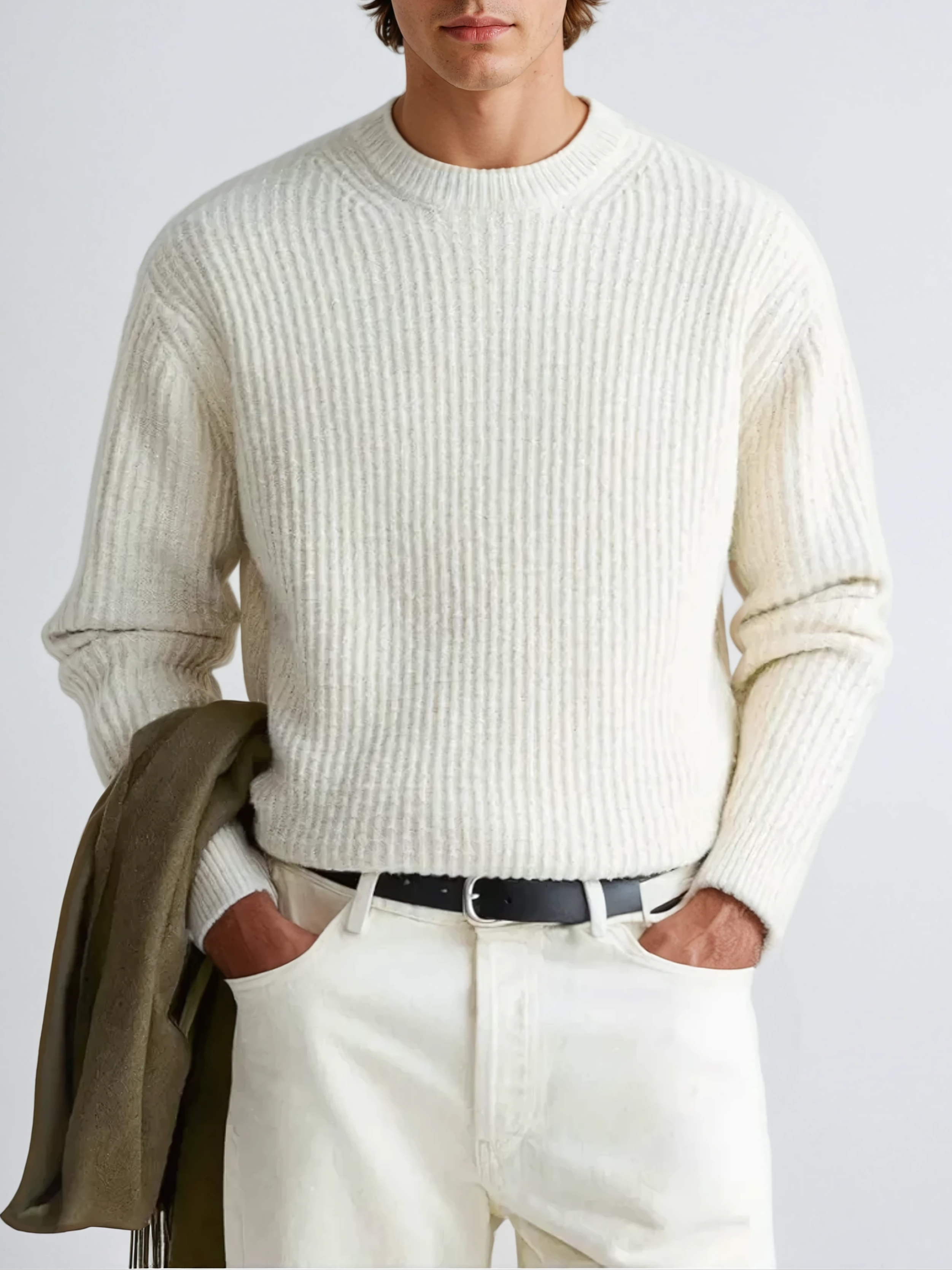 Ribbed Sweater with O-Neck - Sophie New York