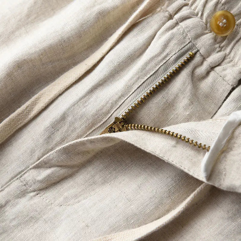 Linen Pants with Drawstring Beige - Sophie New York