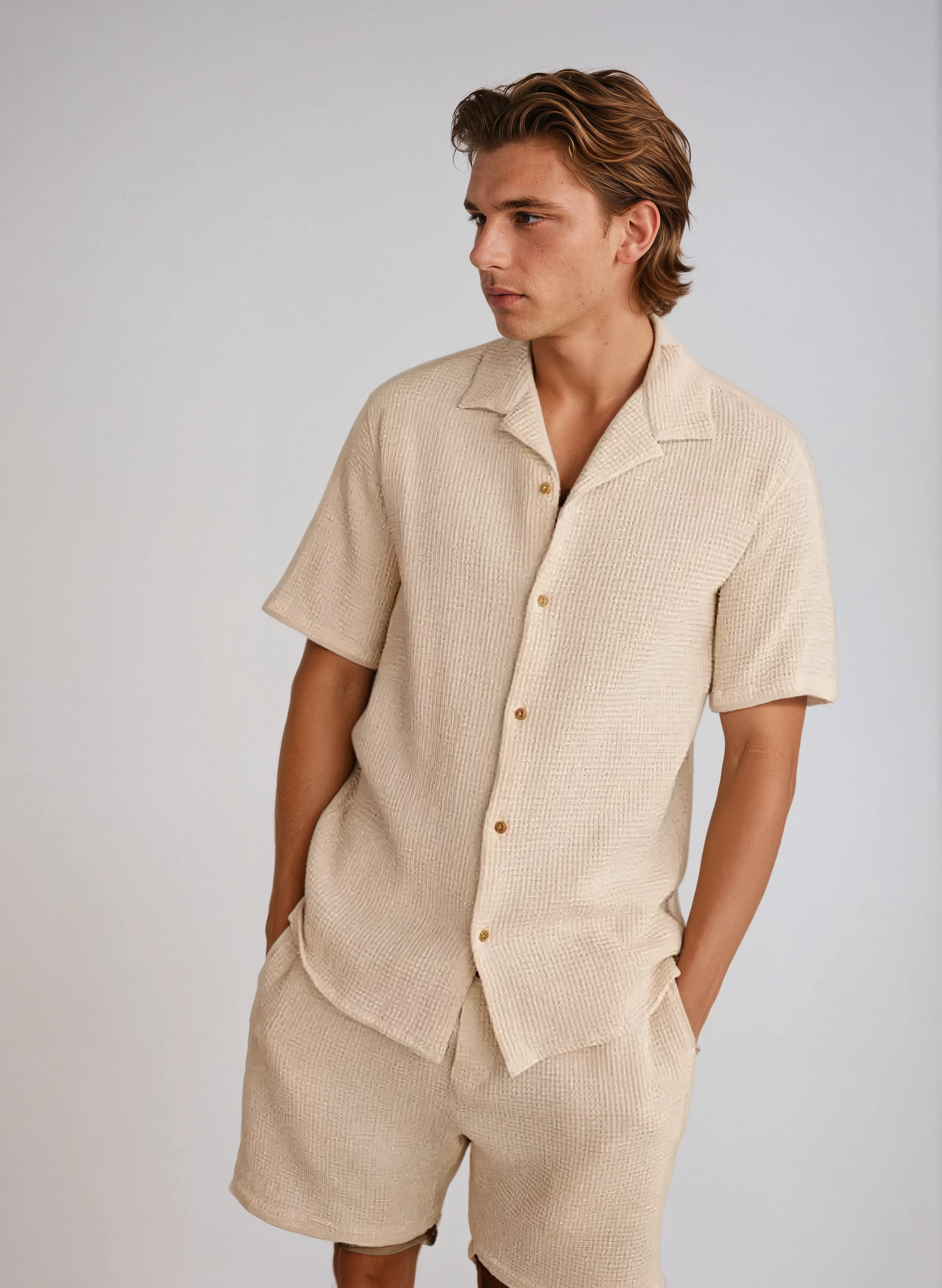 Waffle Shirt Beige - Sophie New York