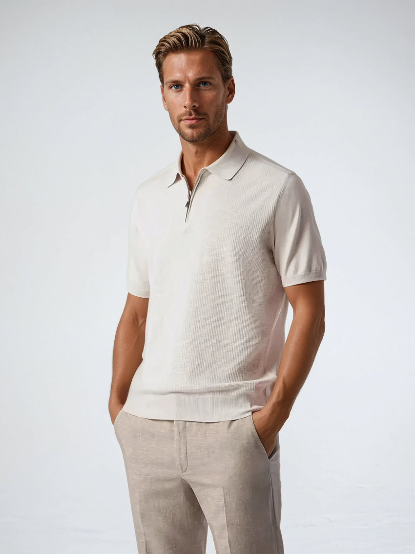 Polo with Zipper - Beige - Sophie New York
