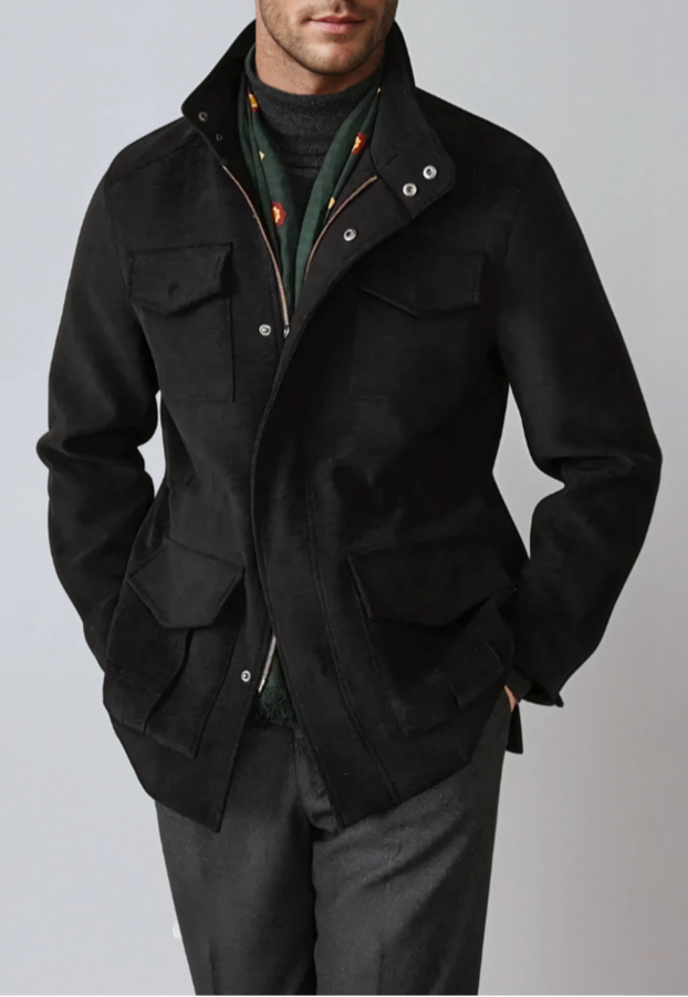 Wool Multi-Pocket Jacket Black - Sophie New York