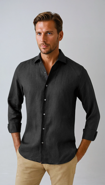 Linen Shirt Black - Sophie New York