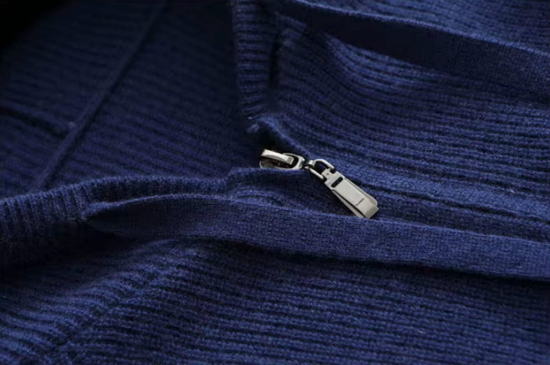 Cashmere Zip Vest - Intense Blue - Sophie New York