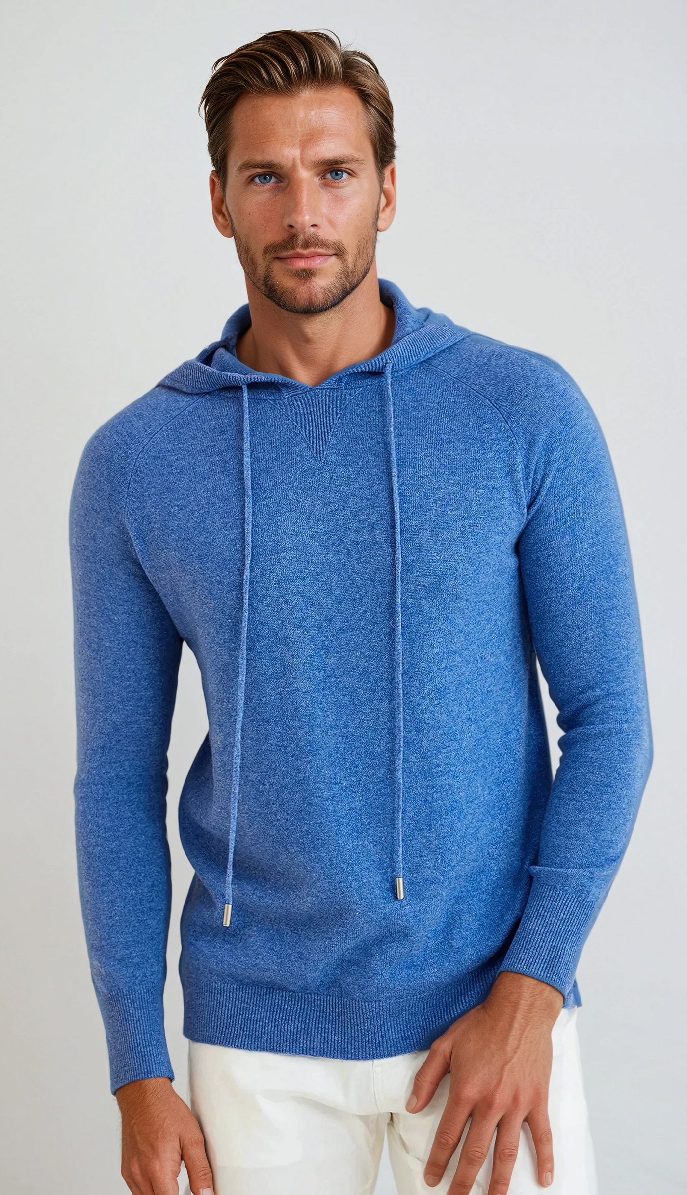 Essential Cashmere Hoodie - Light Blue - Sophie New York