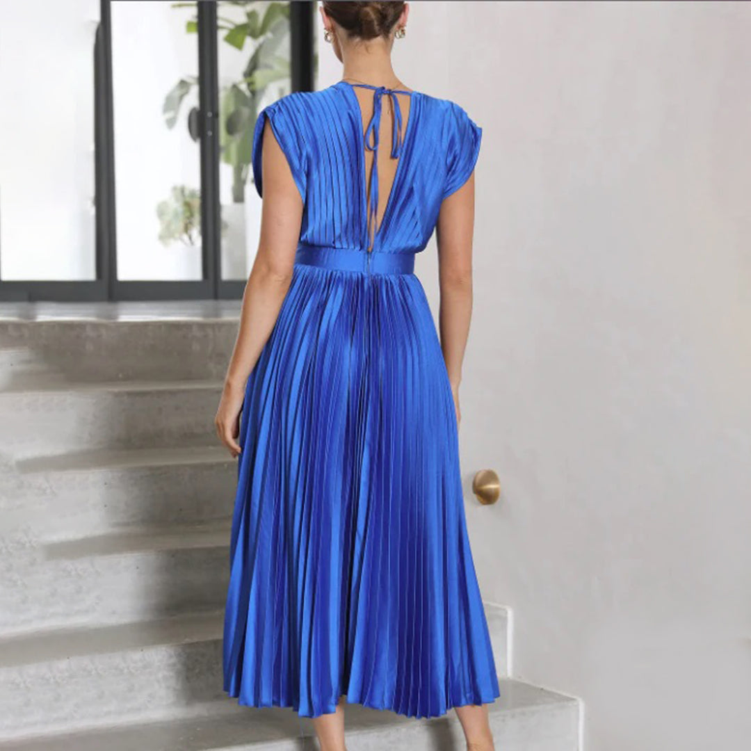 Jordan | Stylish Pleated V-Neck Midi Dress