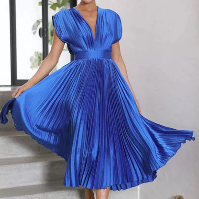Jordan | Stylish Pleated V-Neck Midi Dress