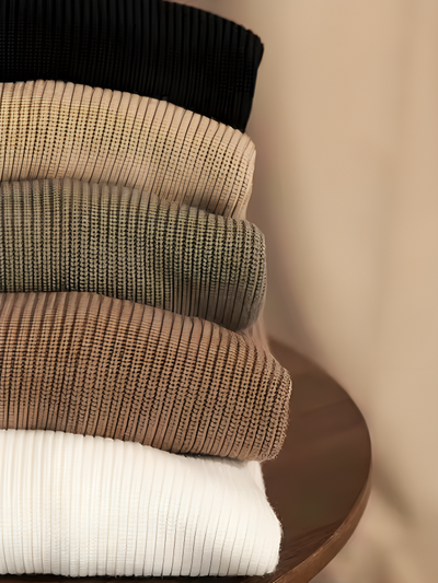 Ribbed O-Neck Sweater Brown - Sophie New York