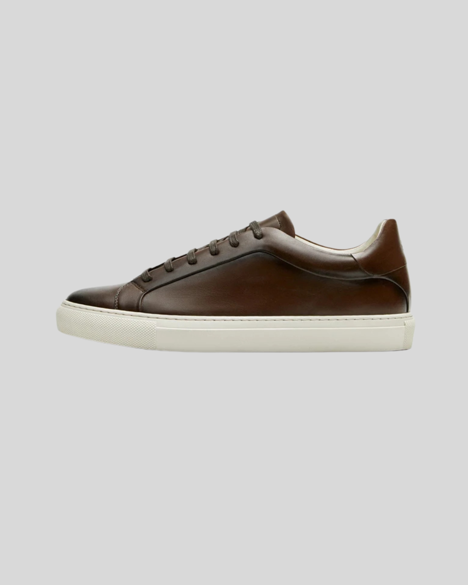 Leather Oxford Sneakers - Brown - Sophie New York
