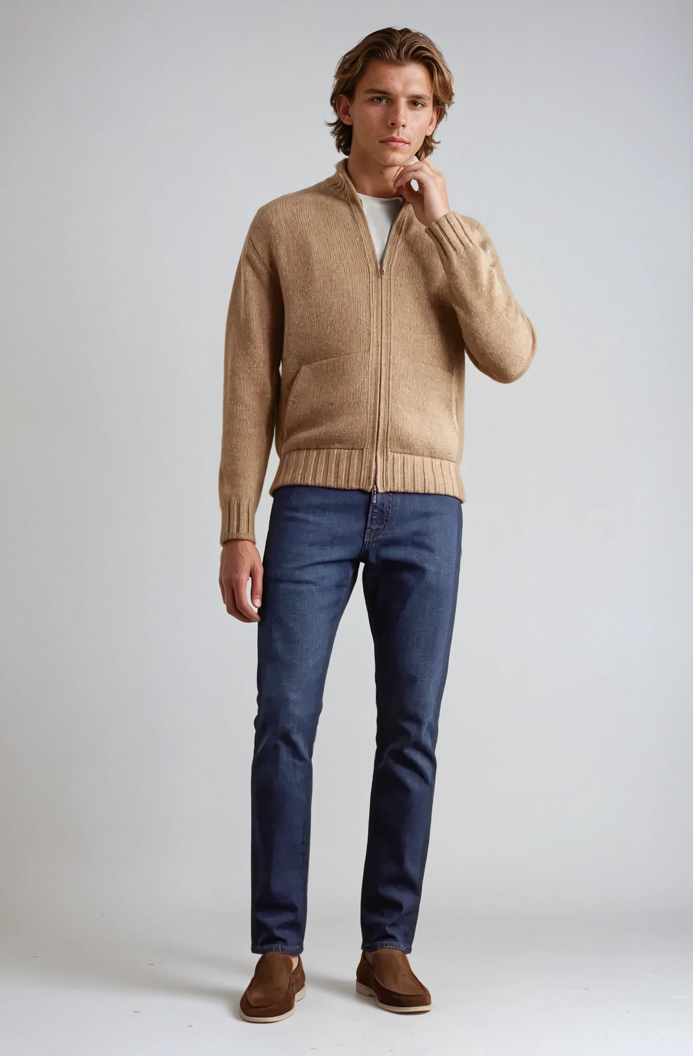 Fined Suede Loafers – Brown