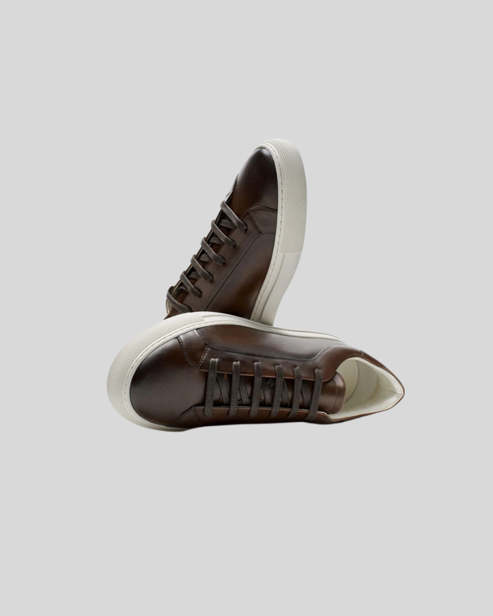 Leather Oxford Sneakers - Brown - Sophie New York