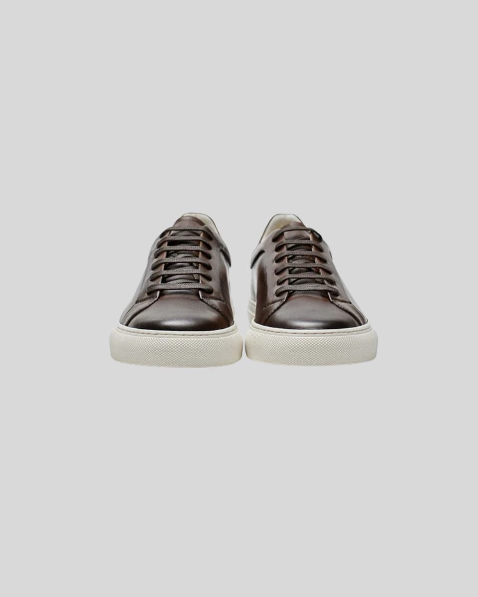 Leather Oxford Sneakers - Brown - Sophie New York