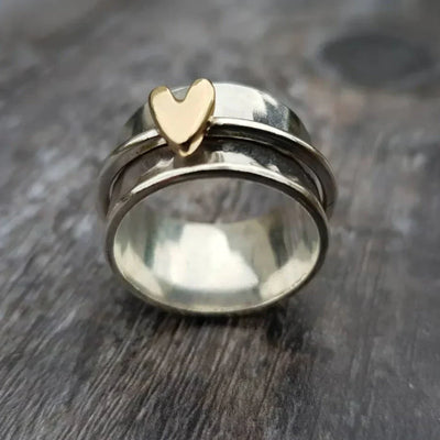 Melody | Silver Ring with Golden Heart