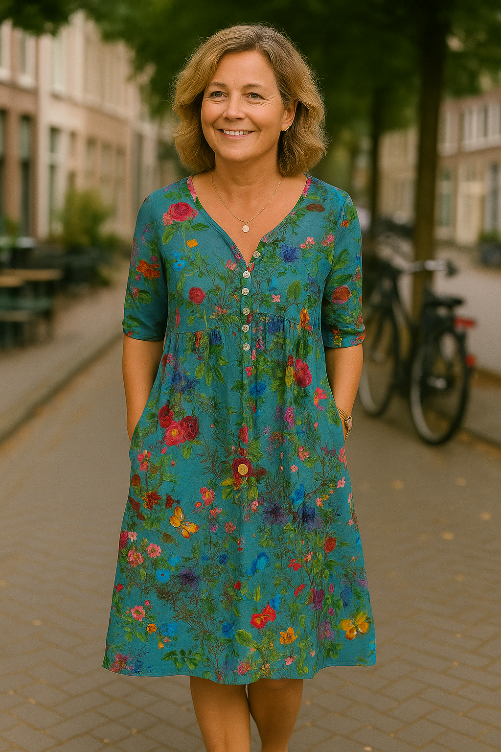 Barbara | Elegant Floral Buttoned Dress