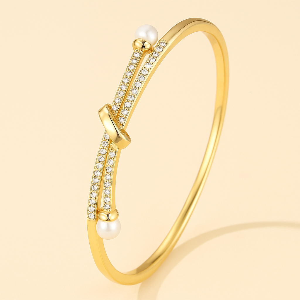 Elegant pearl snap bracelet with crystal accents