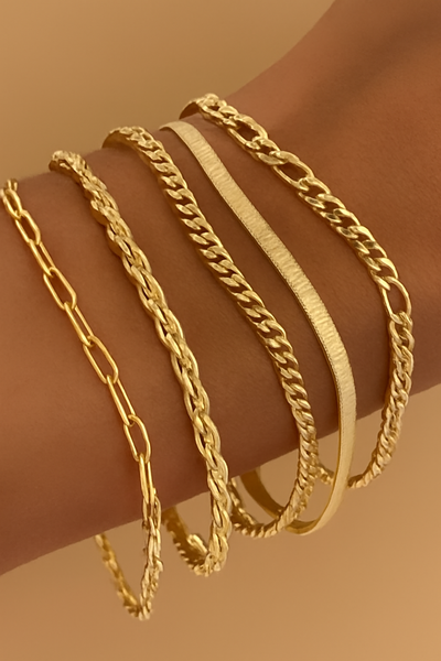 18K Gold-Plated Bracelet Set - 5 Pieces