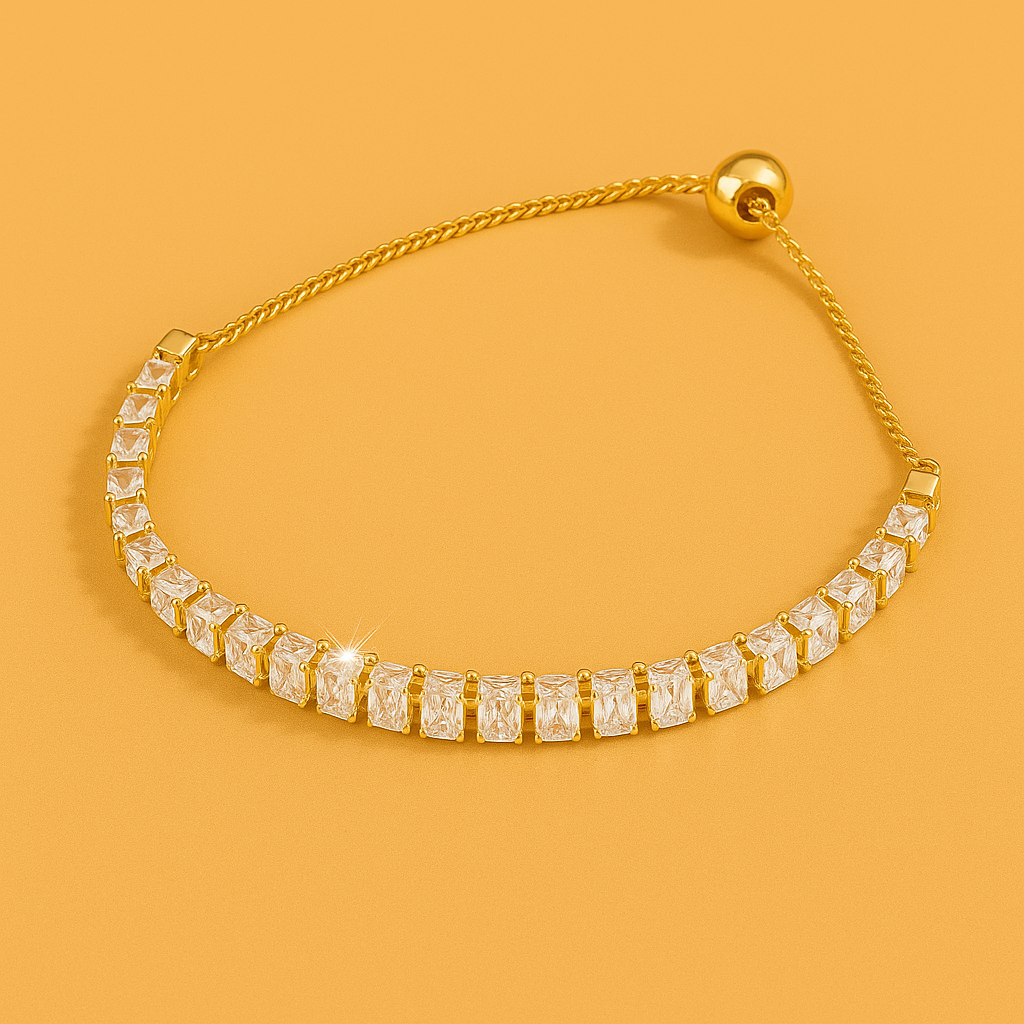 Luxurious Gold Bracelet - polished copper with zirconia details