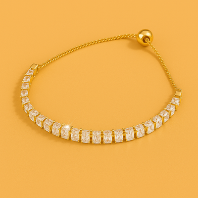 Luxurious Gold Bracelet - polished copper with zirconia details