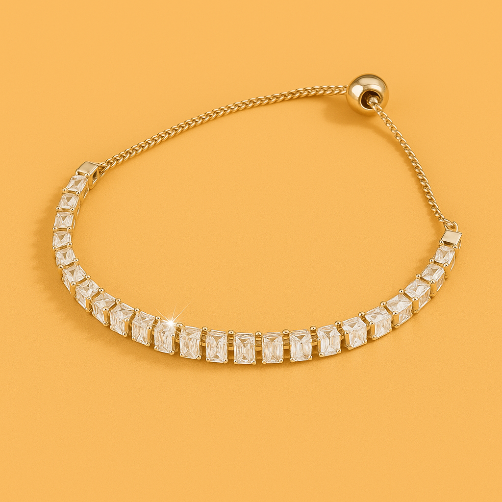 Luxurious Gold Bracelet - polished copper with zirconia details