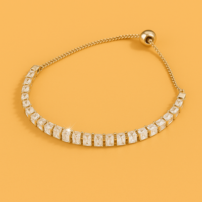 Luxurious Gold Bracelet - polished copper with zirconia details