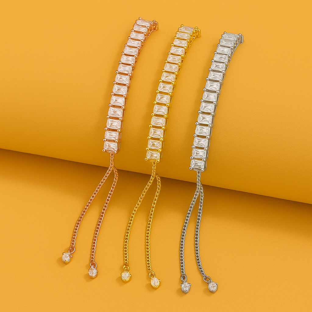 Luxurious Gold Bracelet - polished copper with zirconia details