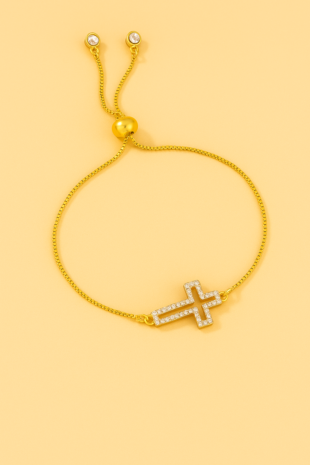 Decorated rhinestone cross bracelet - for women