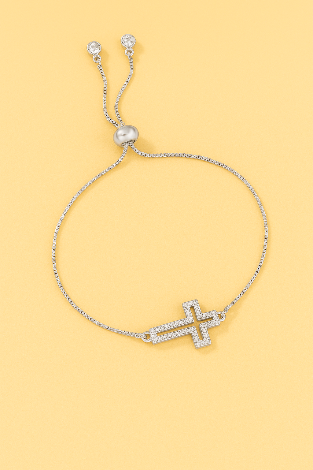 Decorated rhinestone cross bracelet - for women