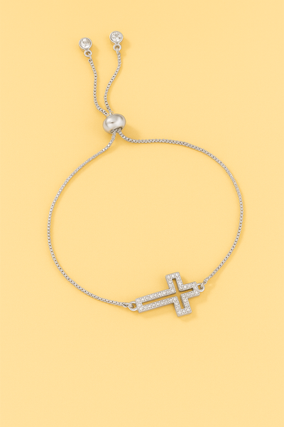 Decorated rhinestone cross bracelet - for women