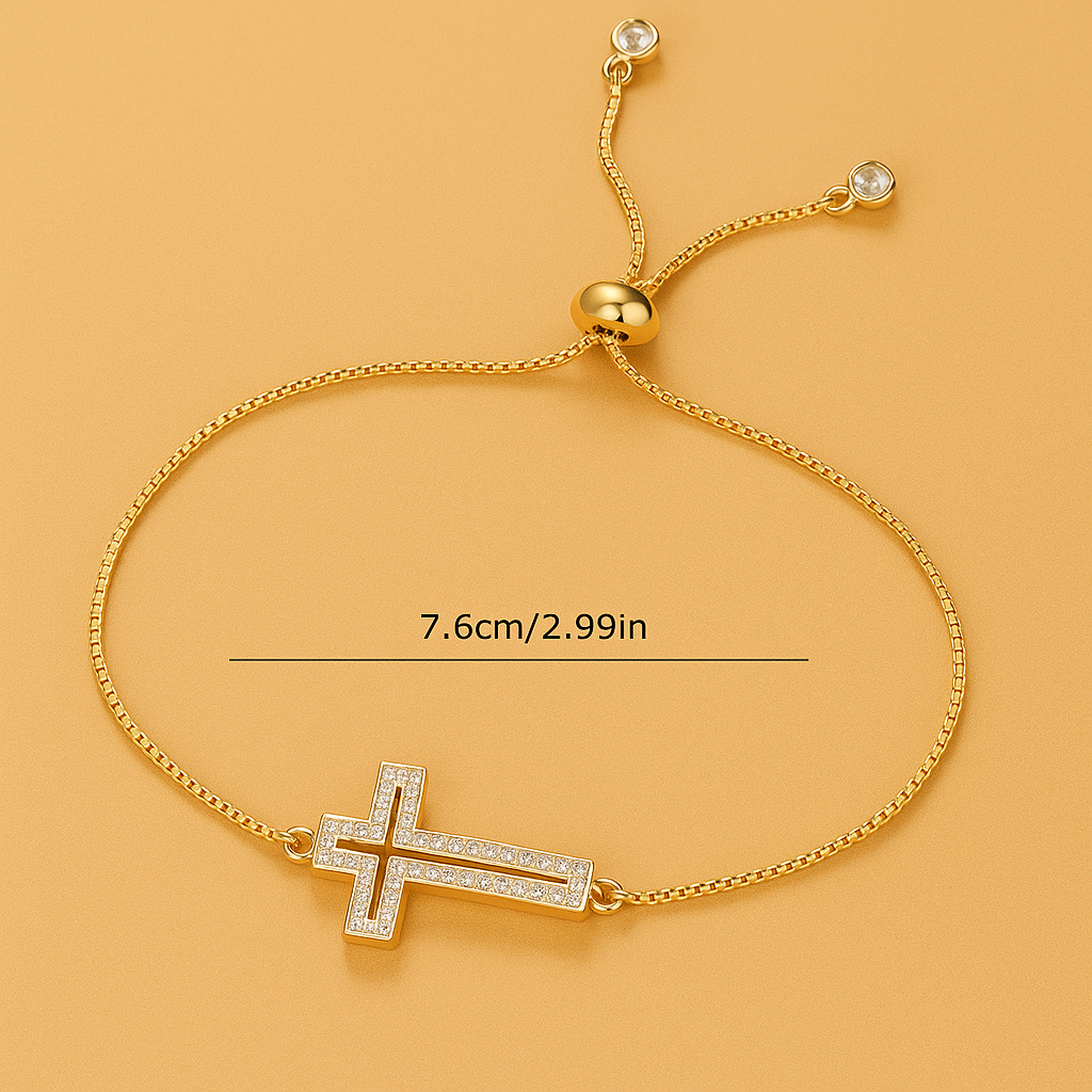 Decorated rhinestone cross bracelet - for women