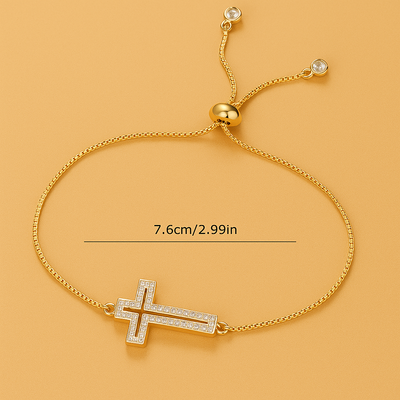 Decorated rhinestone cross bracelet - for women