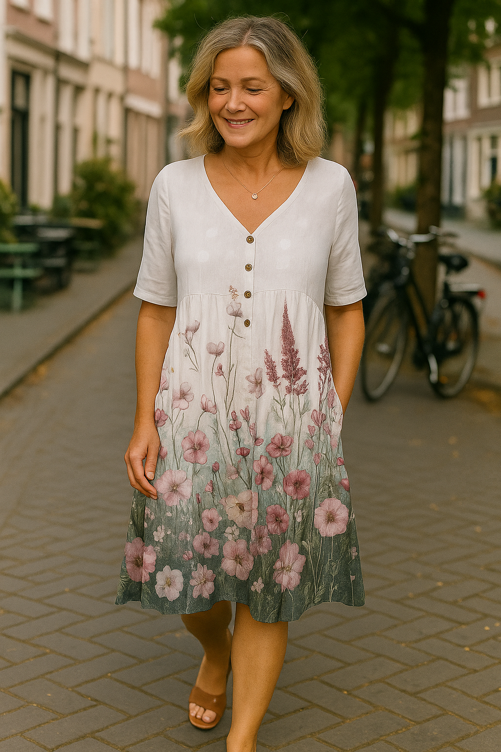 Barbara | Elegant Floral Buttoned Dress