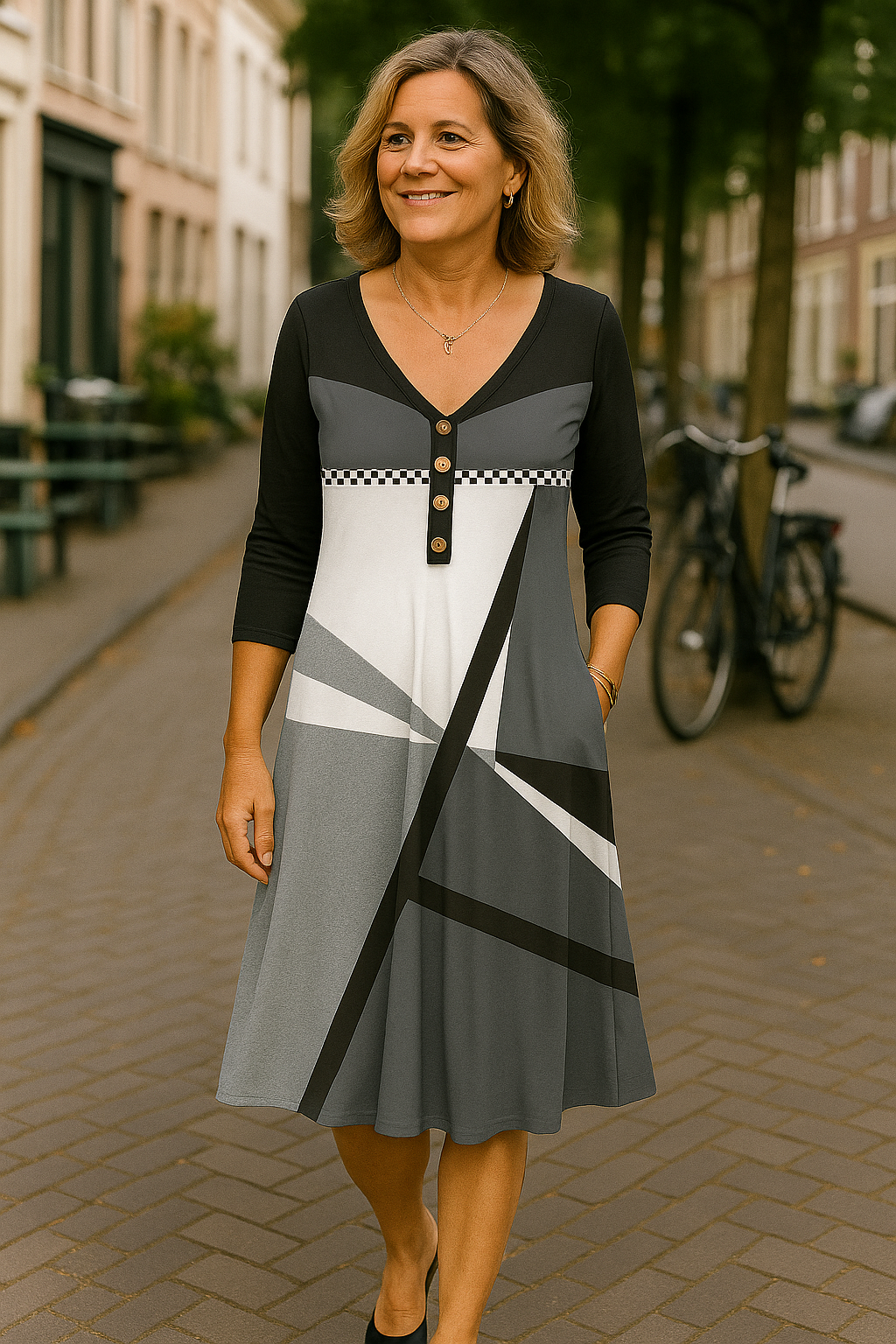 Barbara | Elegant Floral Buttoned Dress