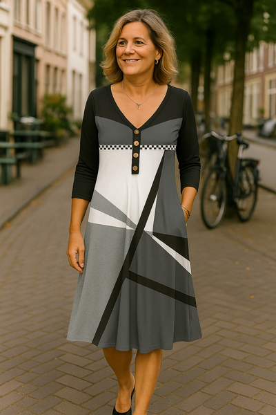 Barbara | Elegant Floral Buttoned Dress