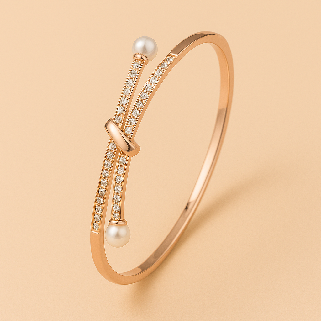 Elegant pearl snap bracelet with crystal accents