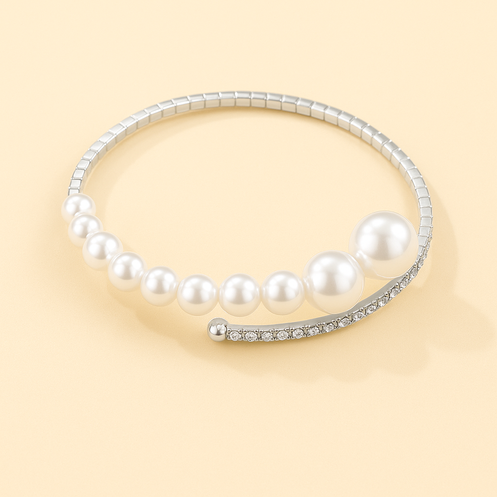 Elegant rhinestone bracelet with pearl details