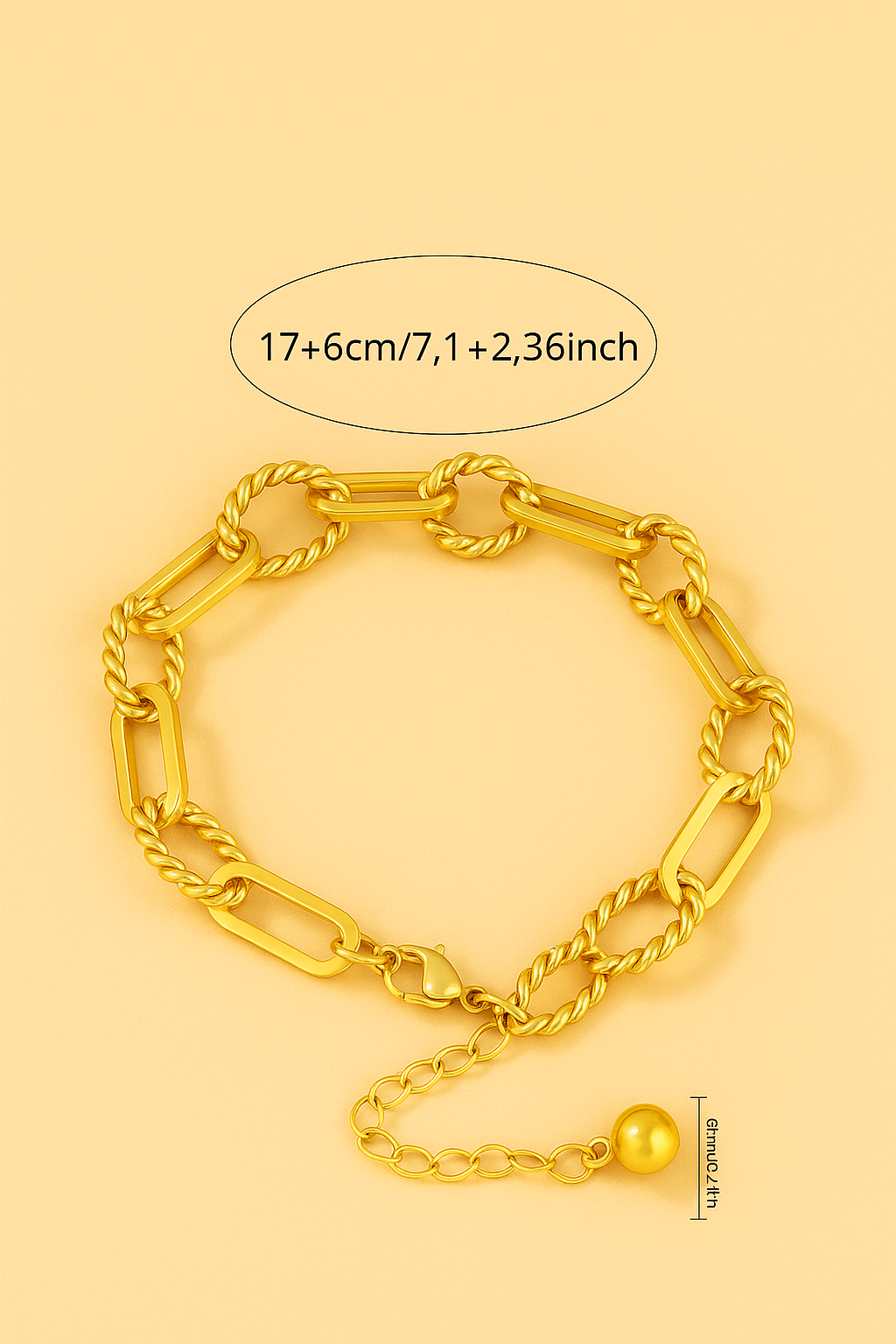 Straight Chain Bracelet - Vintage Fully Adjustable