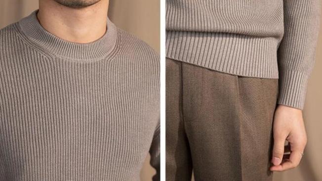 Ribbed O-Neck Sweater Gray - Sophie New York