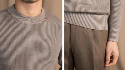 Ribbed O-Neck Sweater Gray - Sophie New York