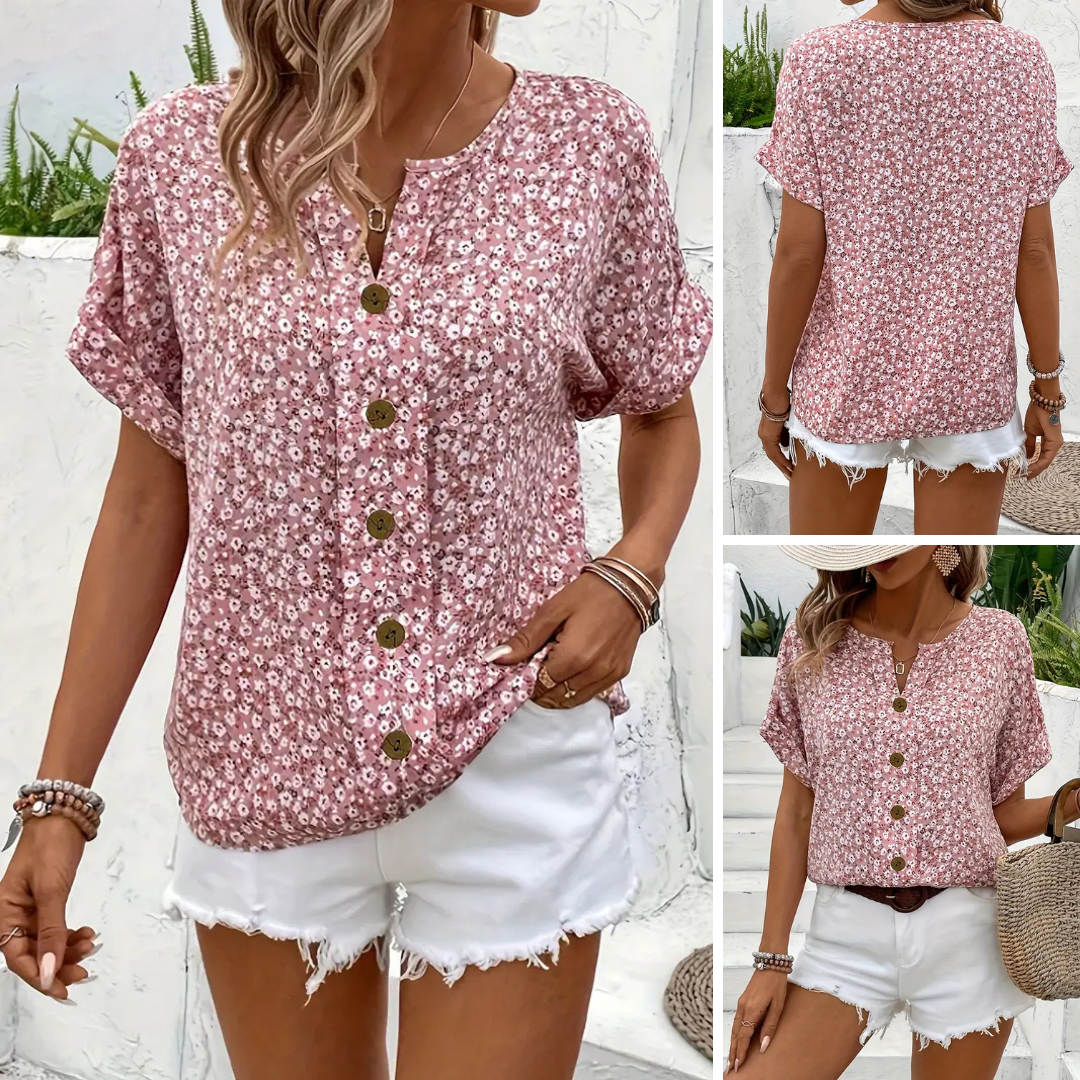 Caitlin | Stylish Button-Down Floral Top for Summer