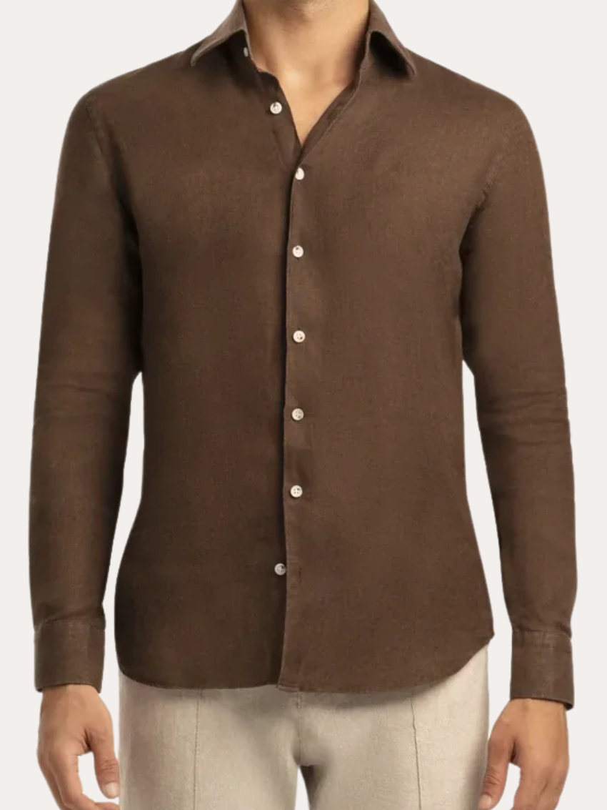 Linen Shirt Dark Brown - Sophie New York