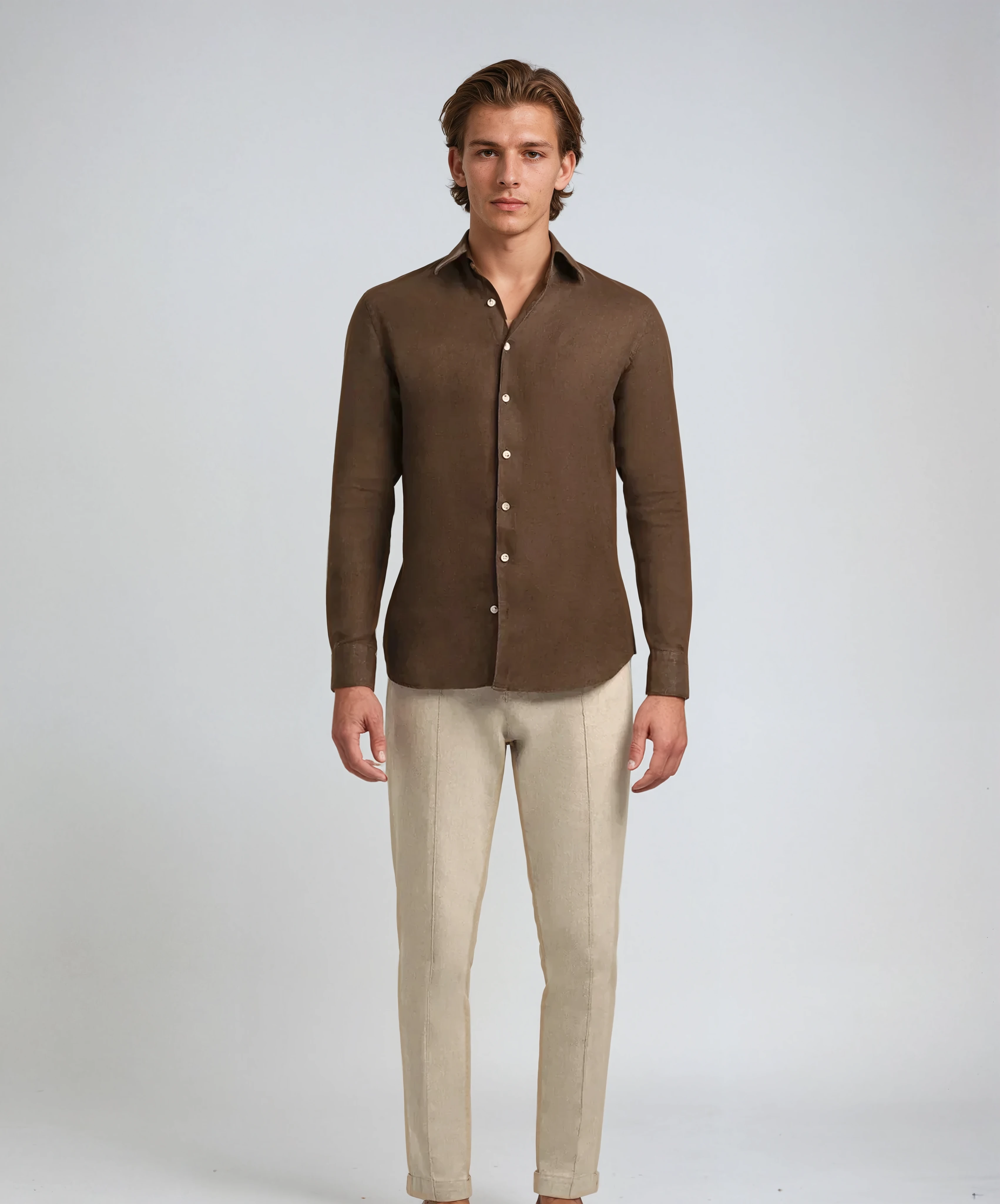 Linen Shirt Dark Brown - Sophie New York
