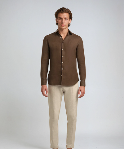 Linen Shirt Dark Brown - Sophie New York