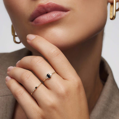 Sort Spinel Baguette Ring | Gold 14k
