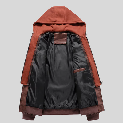 Barry | Leather Jacket with Removable Hood