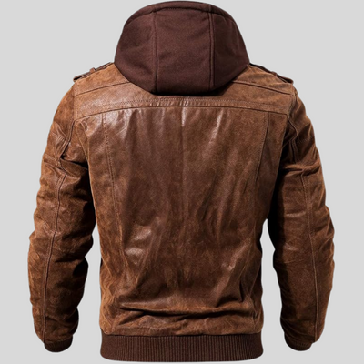 Louie | Leather Jacket with Removable Hood