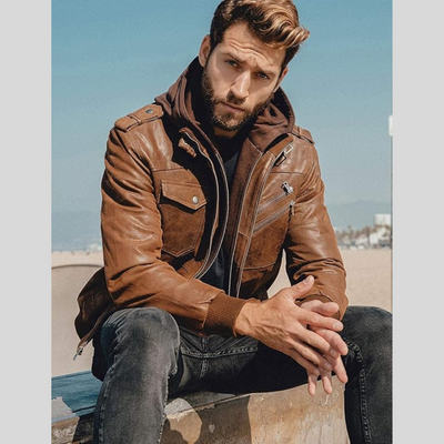 Louie | Leather Jacket with Removable Hood