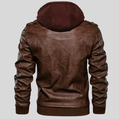 Barry | Leather Jacket with Removable Hood