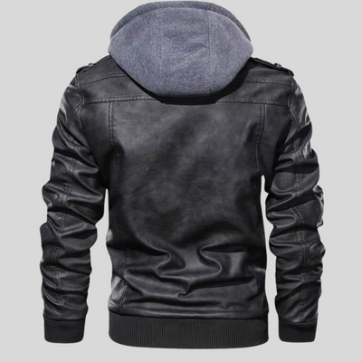 Barry | Leather Jacket with Removable Hood