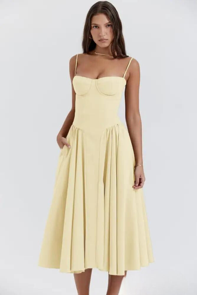 Omnia™ | Sleeveless Midi Dress with Corset Fit